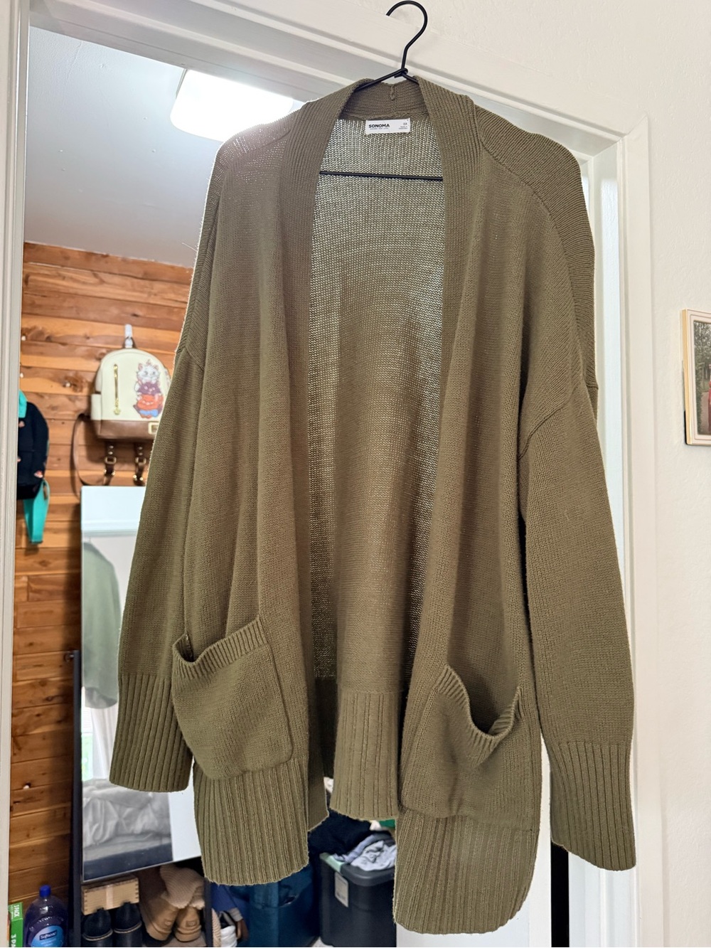 Sonoma Camel Open-Front Knit Cardigan